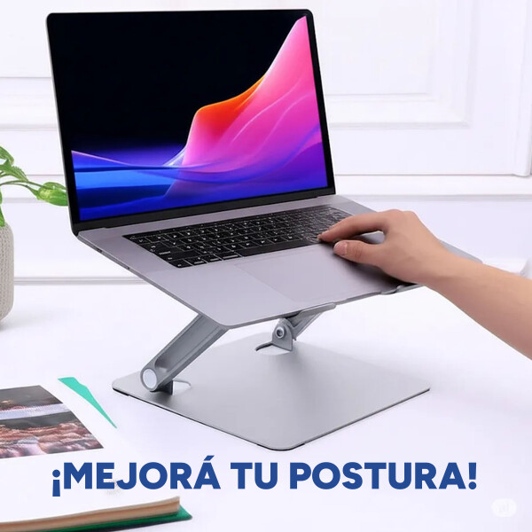 Soporte Base Alzador Acero Regulable Para Macbook Notebook Color Gris