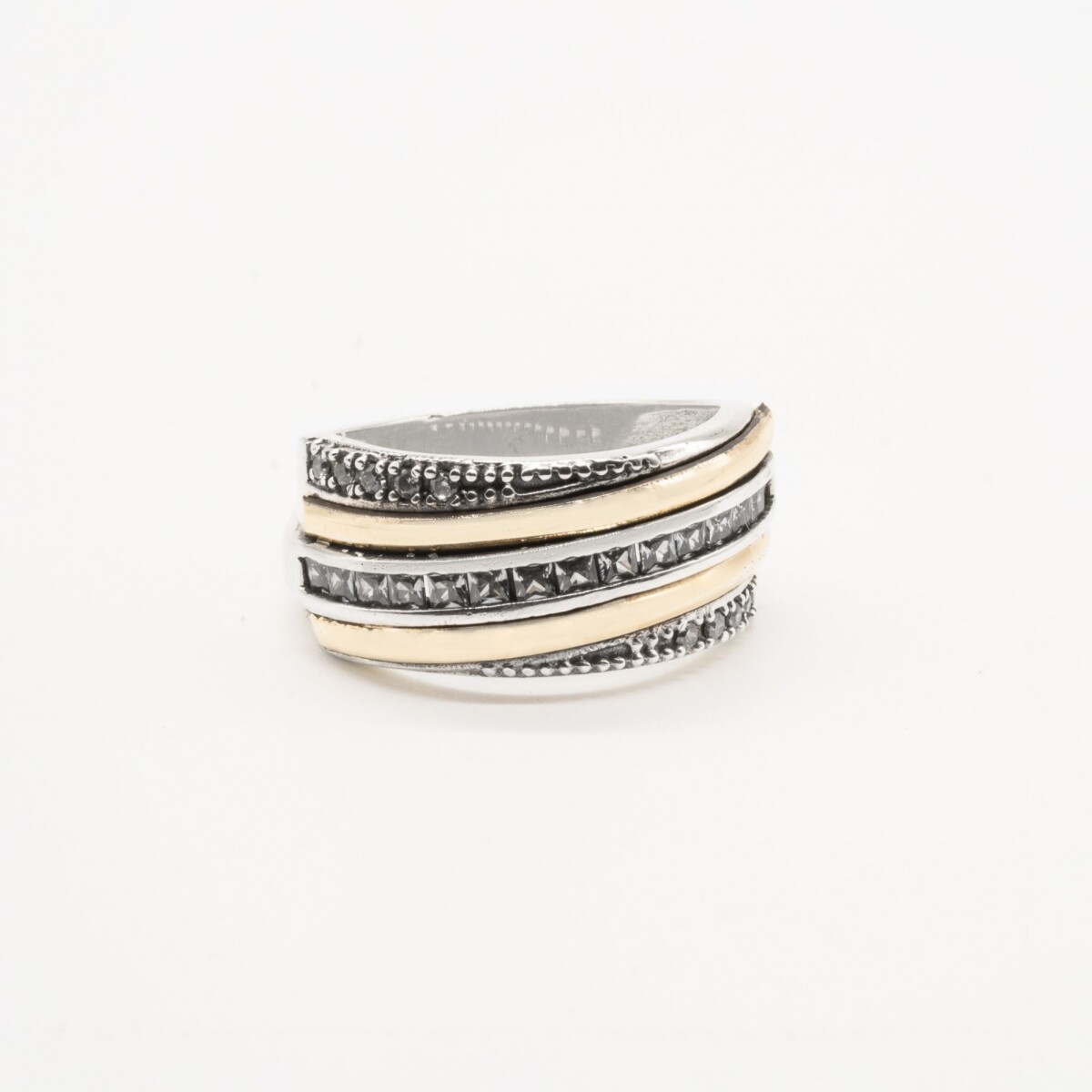 Anillo Camsia White - Plata y Oro 