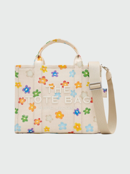 MARC JACOBS - THE WILD DAISY CANVAS MEDIUM TOTE BAG Blanco
