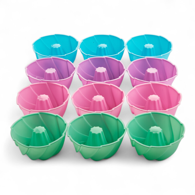 12 piezas molde individual budin /flan 8 x 5,8 cm Silicona Sin Color