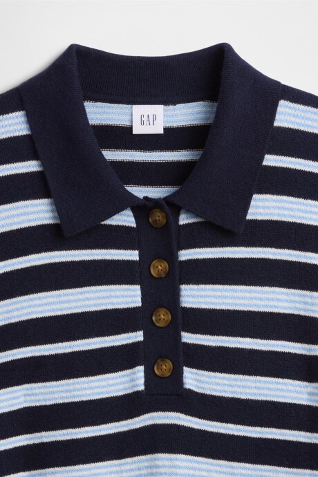 Buzo Cashsoft Tipo Polo Mujer Navy Stripe