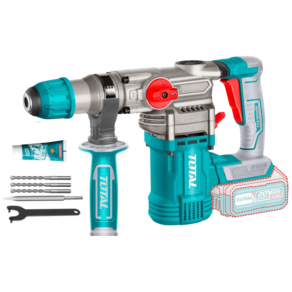 Rotomartillo SDS Plus Inalámbrico A Batería 20v - Sin Carbones 