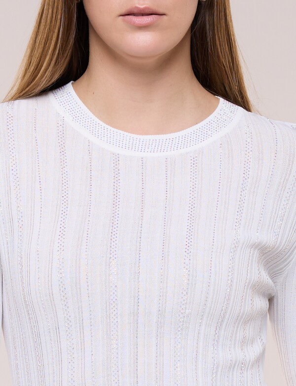 Blusa Entallada Con Detalles Tornasolados BLANCO
