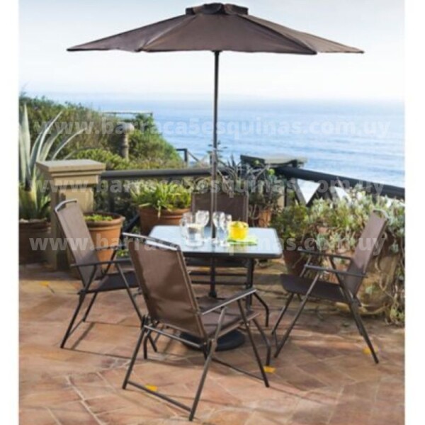 SET DE JARDIN MENORCA - 4 SILLAS + MESA + SOMBRILLA SET DE JARDIN MENORCA - 4 SILLAS + MESA + SOMBRILLA