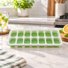 Cubetera para Hielo con Tapa y Base de Silicona 14 Cubos Verde