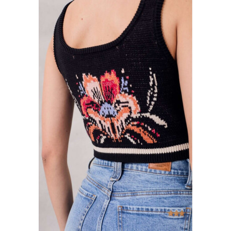 Top Intarsia Negro
