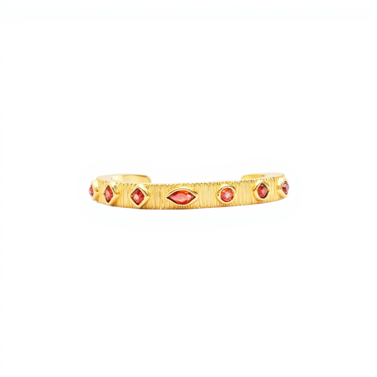Brazalete Pune-Plata Rodinada con micra oro 18k-Piedra Granate-BR2000 - conpiedra 