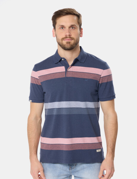 REMERA POLO RAYADA Azul