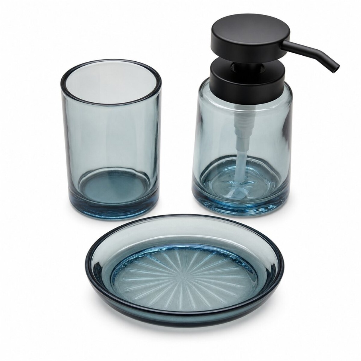 SET DE BAÑO DISPENSADOR, VASO Y JABONERA AZUL 