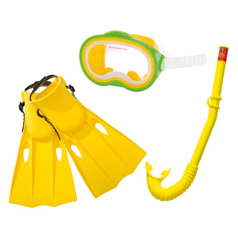 INTEX KIT DE SNORKEL + MASCARA POLICARBONATO + PATAS RANA LATEX FREE EDAD +8 Intex Kit De Snorkel + Mascara Policarbonato + Patas Rana Latex Free Edad +8