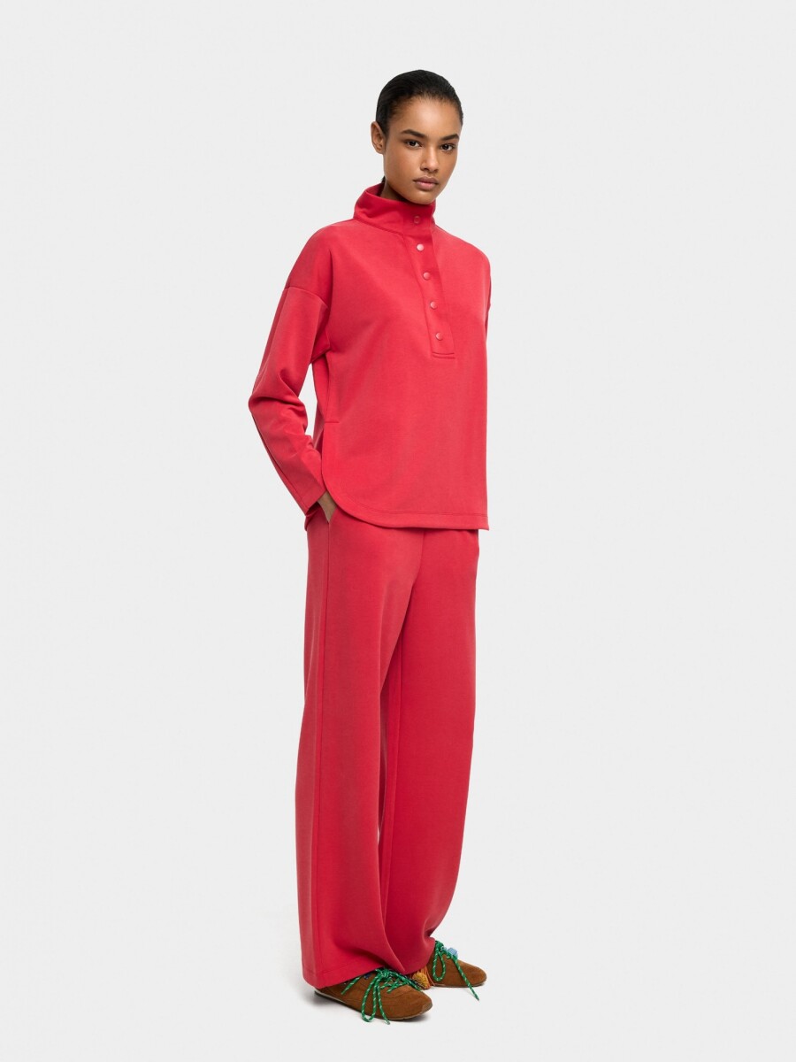 Sudadera Con Botones Tacto Suave rojo