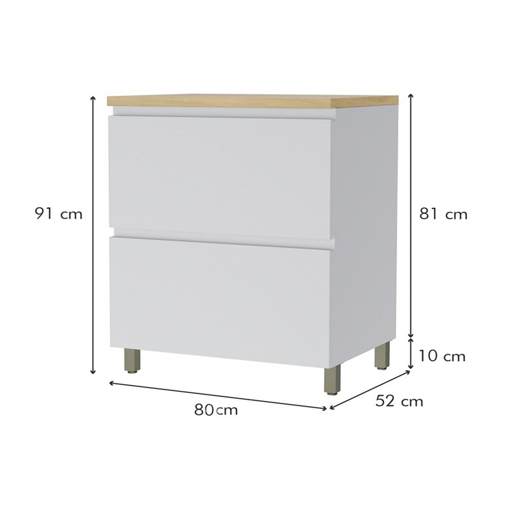 Bajo mesada 80 cm 1 Puerta Basculante 1 cajón - Rainha Blanco
