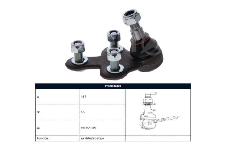 Rotula Citroen Berlingo, Opel Combo, Peug Partner 19-25 Der/Izq Rotula Citroen Berlingo, Opel Combo, Peug Partner 19-25 Der/Izq