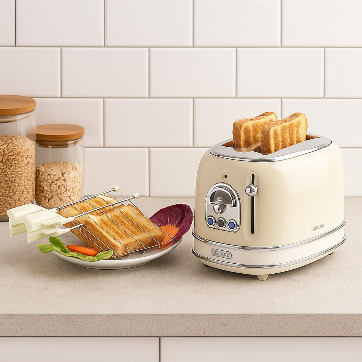 Tostadora 2 ranuras Vintage Beige Ariete 