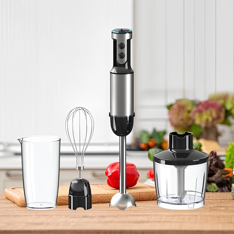 Mixer Marvo 800W en acero inoxidable + accesorios Plateado