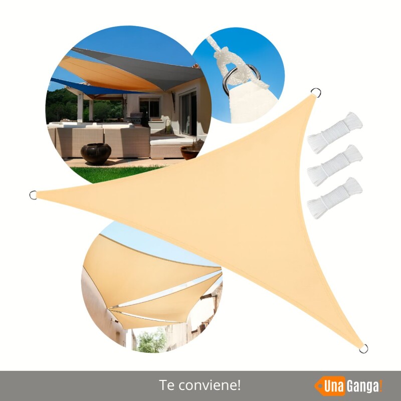 Toldo Impermeable Exterior Protección Uv Triangular 3x3x3m Beige Toldo Impermeable Exterior Protección Uv Triangular 3x3x3m Beige