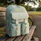 Mochila Trendy Urbana Dama Liviana Con Bolsillos Verde Agua