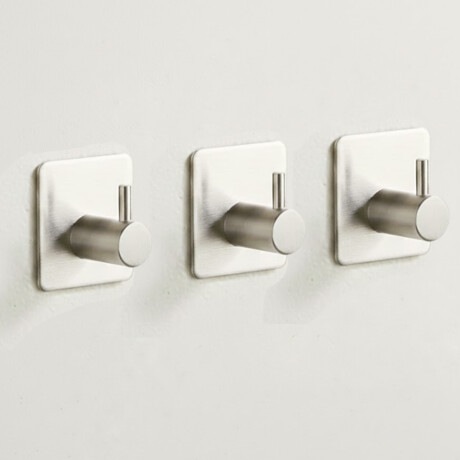 Kit 3 Ganchos perchero metálico adhesivo PLATEADO