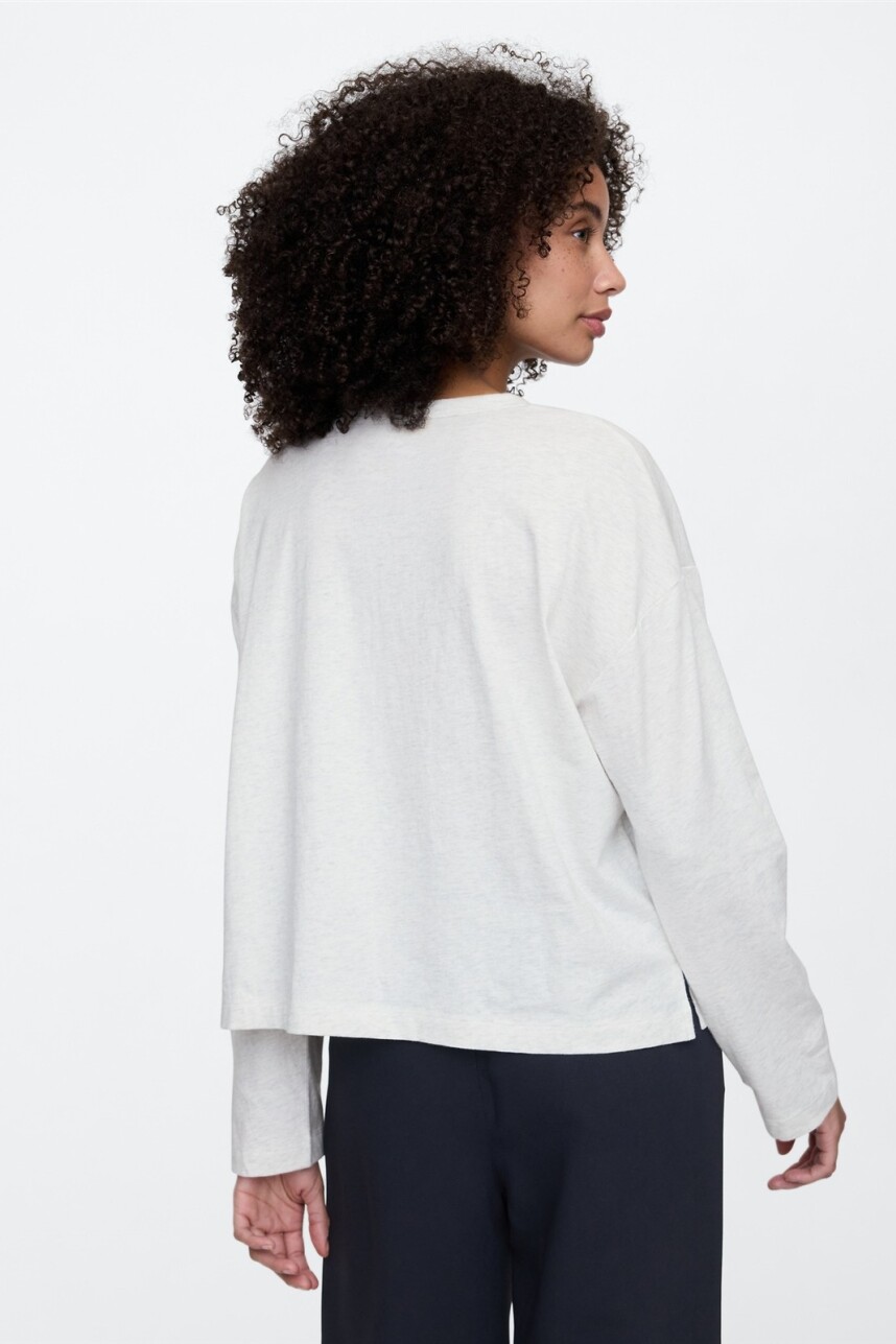 Remera Manga Larga Mujer Light Heather Grey