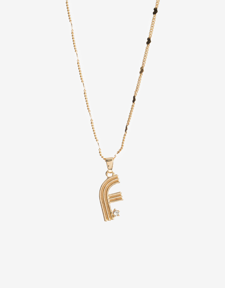 Cadena Corta con Dije Letras Collar Con Dije Inicial Letra "f" - Dorado