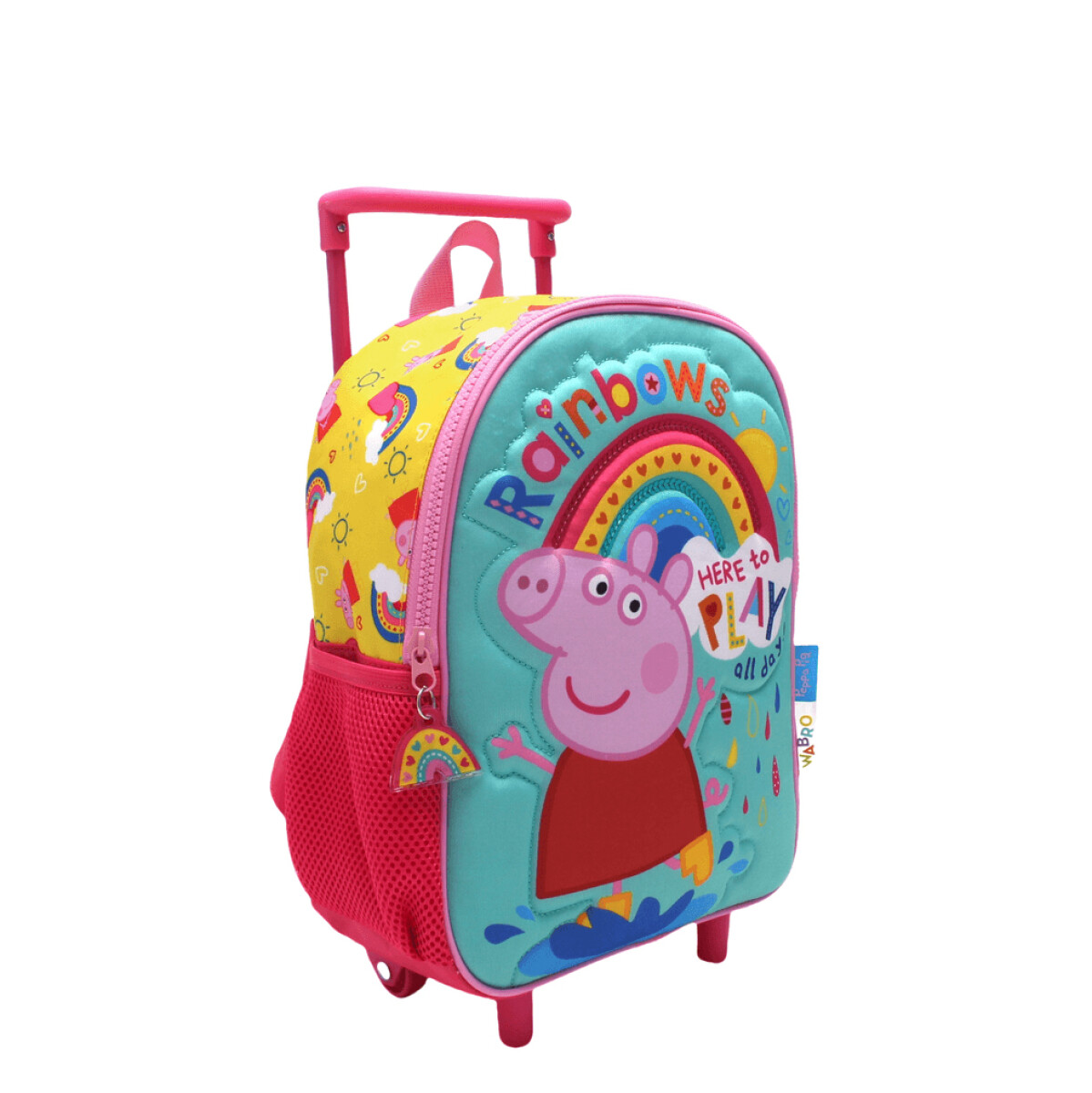 Mochila Peppa Pig 12" con Carro - Verde - Rosado - Amarillo 