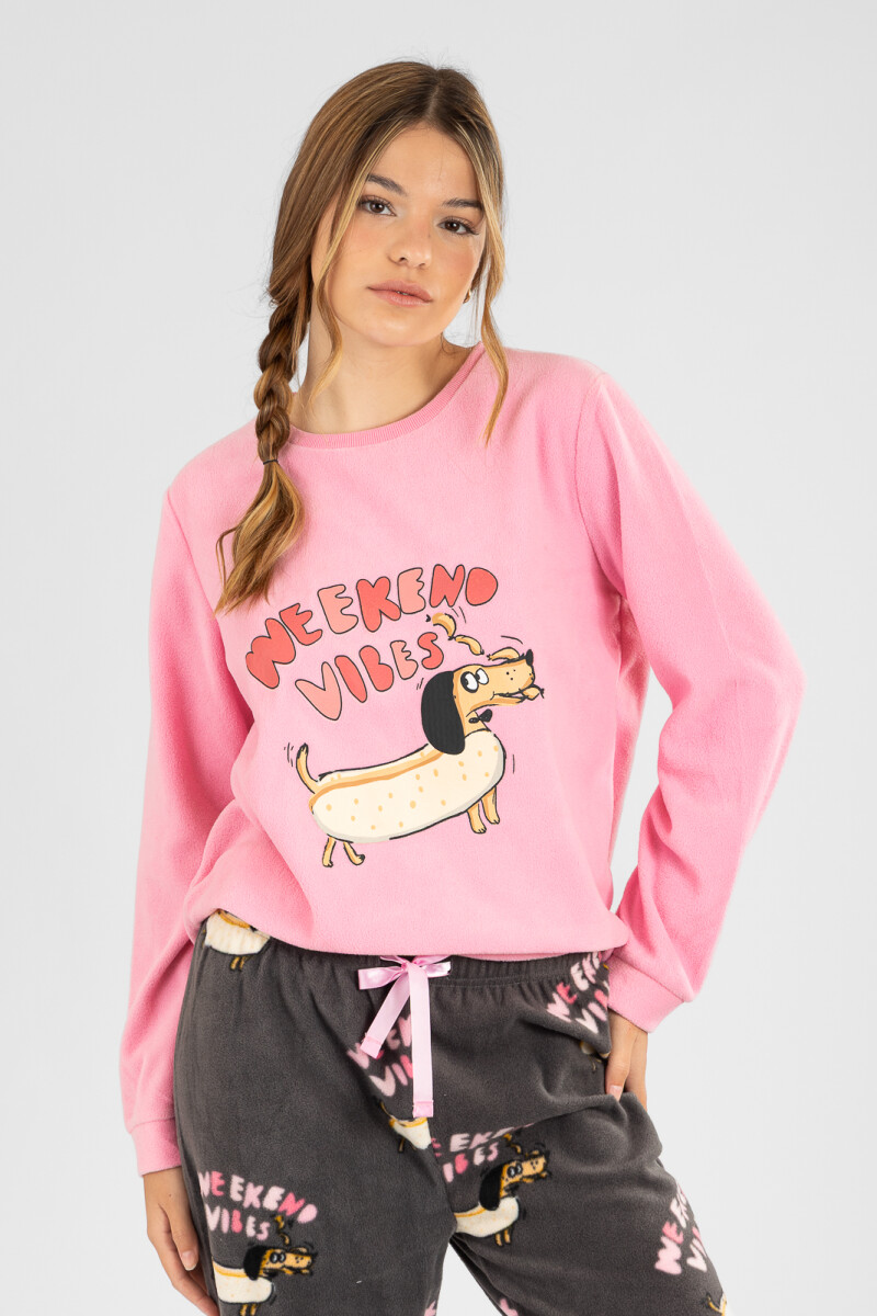 Pijama polar weekend vibes 2 Rosado