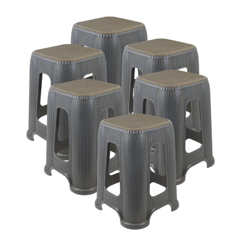 Set x6 Banquetas simil ratán GRIS OSCURO