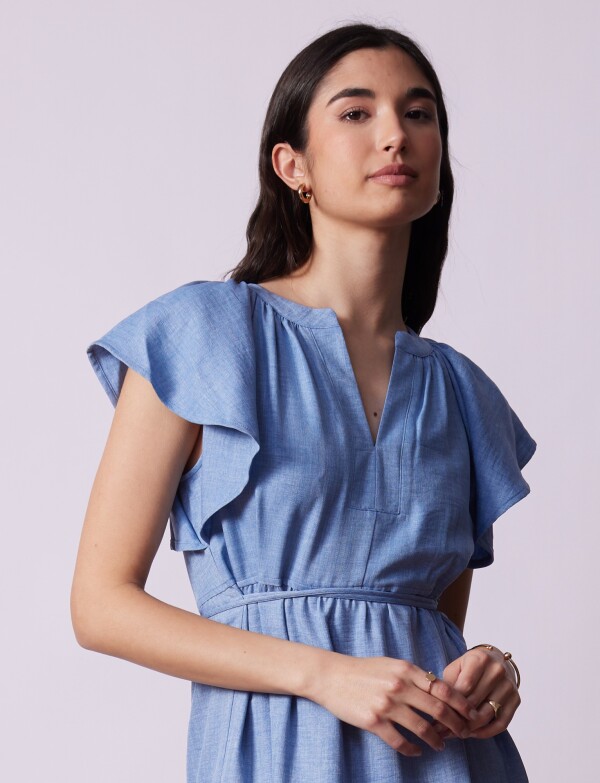 Vestido Volados CELESTE