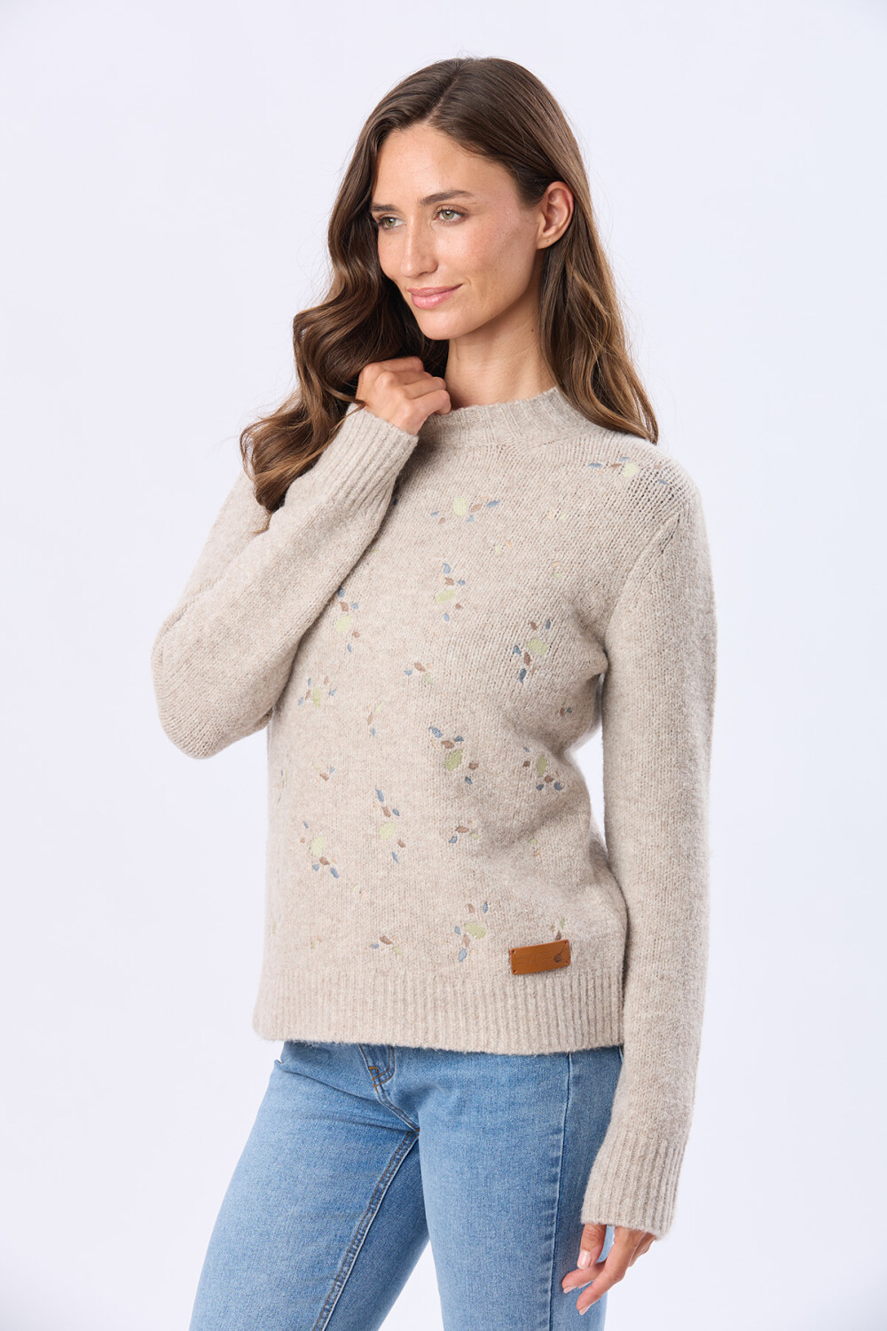 BUZO TEJIDO BORDADO Tostado