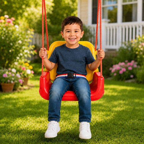 Hamaca Infantil 3en1 Adaptable Bebé Niño Plástico c/Cuerdas Rojo