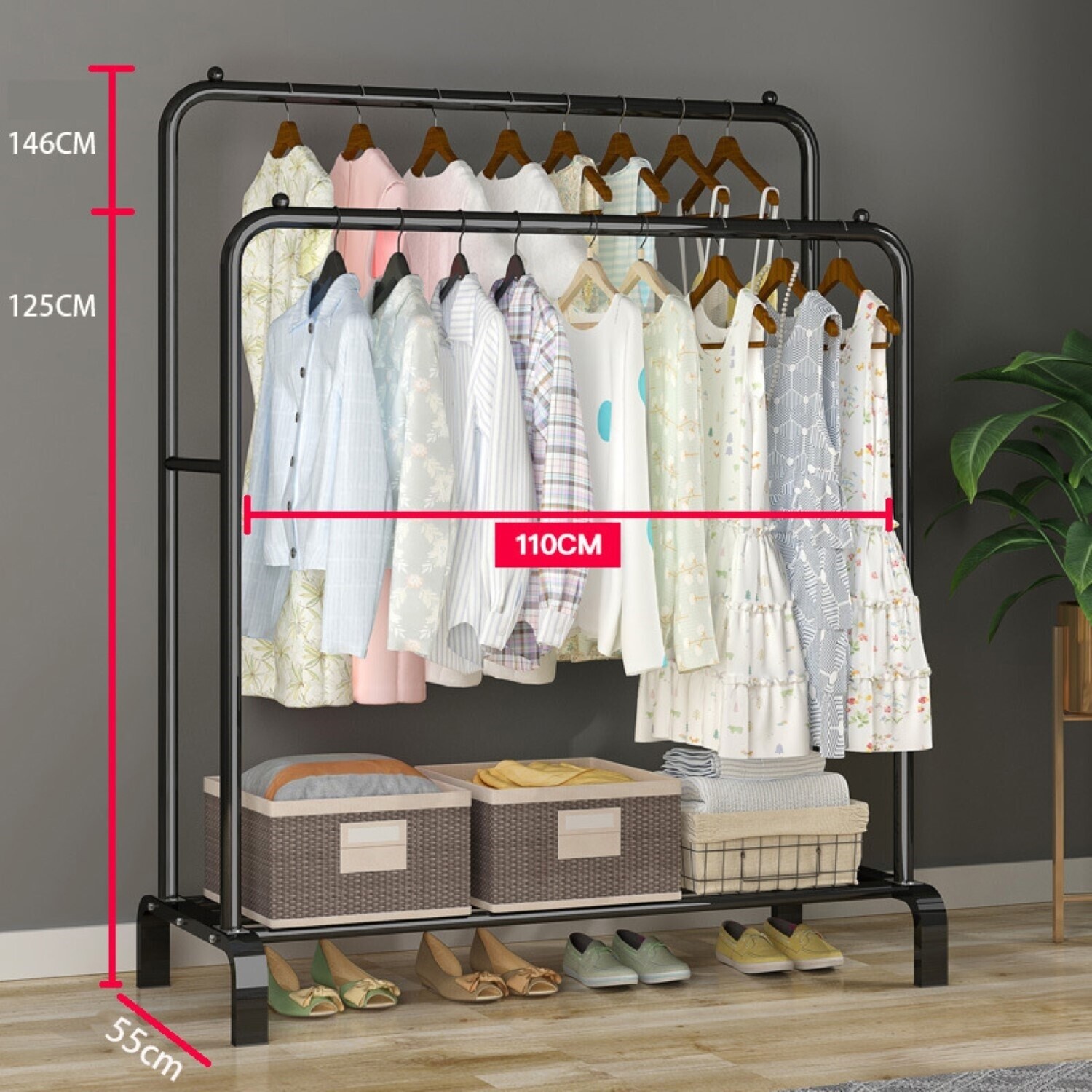 Perchero metalico closet doble organizador on sale