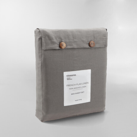 SÁBANA FRENCH FLAX LINEN Gris - QUEEN