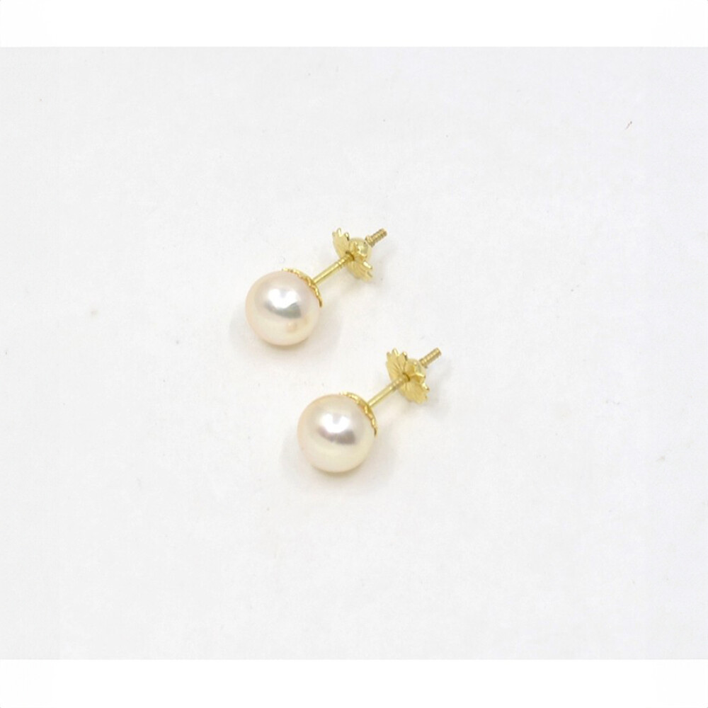 7.5 mm Caravanas De Oro 18 K Y Perlas 7.5 mm Caravanas De Oro 18 K Y Perlas