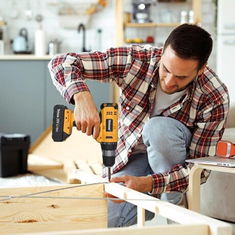 Taladro Inalámbrico Batería Maletín Accesorios Completo 24V Amarillo