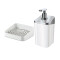Set Dispensador de jabón 350 ml + Porta jabón BLANCO