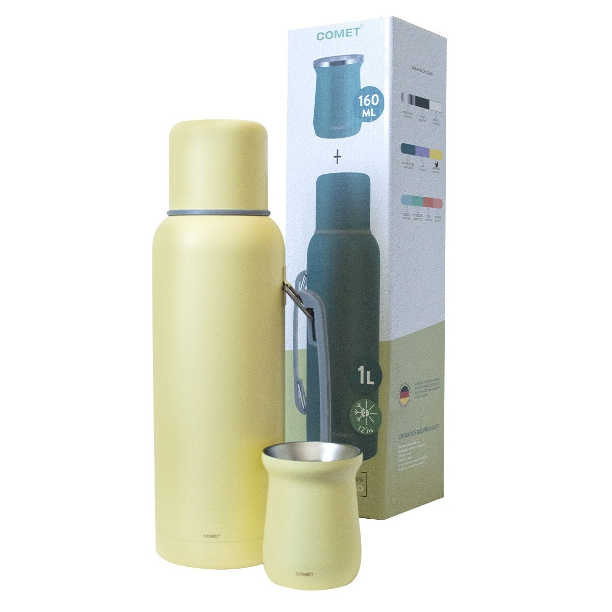 Set Comet Termo 1L Acero Inoxidable + Mate 160ML W100135 - AMARILLO 