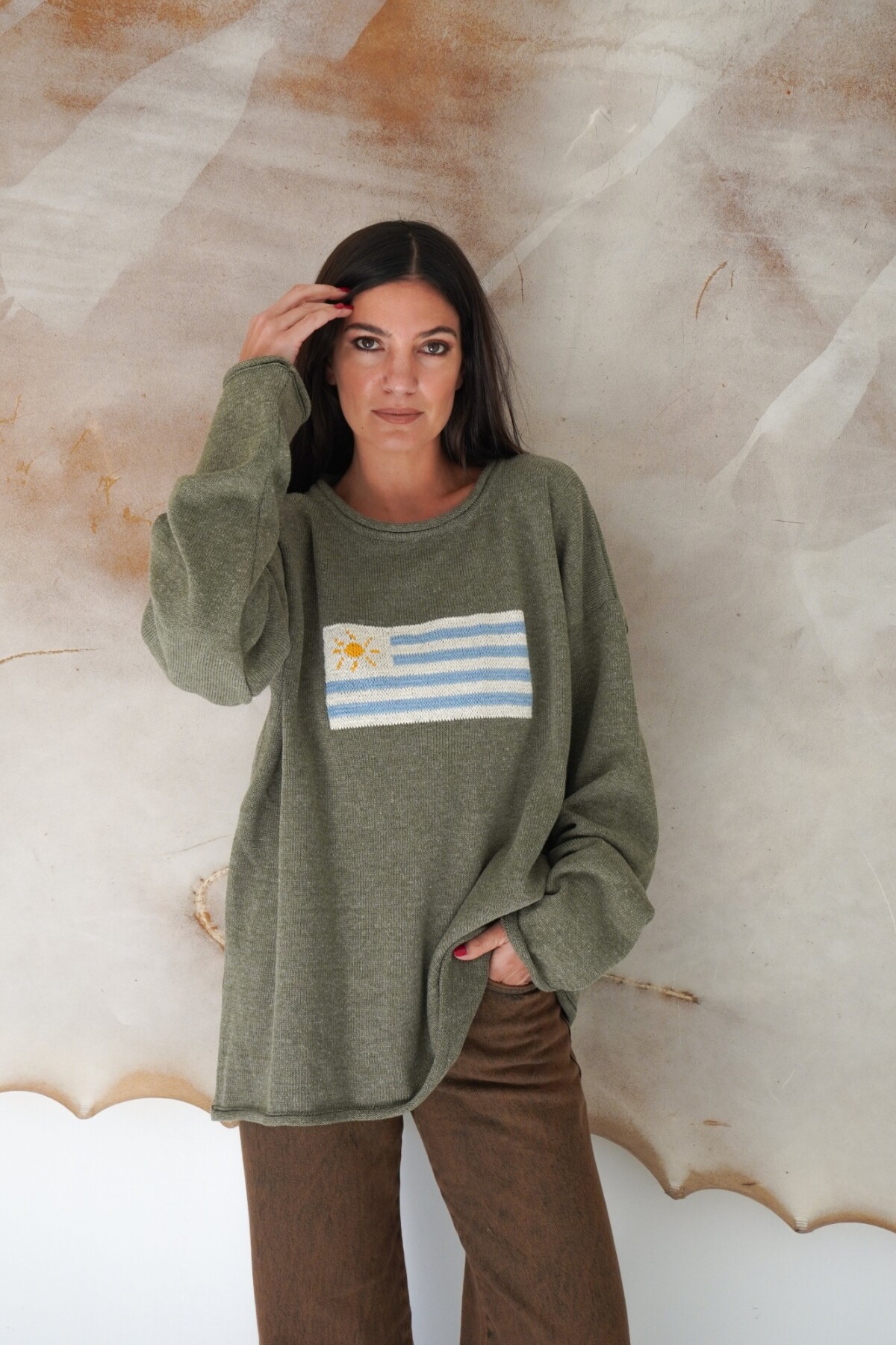 Sweater Flag Uruguay Verde Musgo