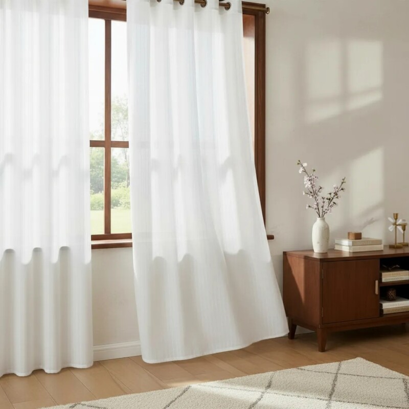 Cortina en tela Voile set 2 paños 140 x 170 cms BLANCO