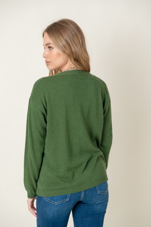 Cardigan lana dama Verde