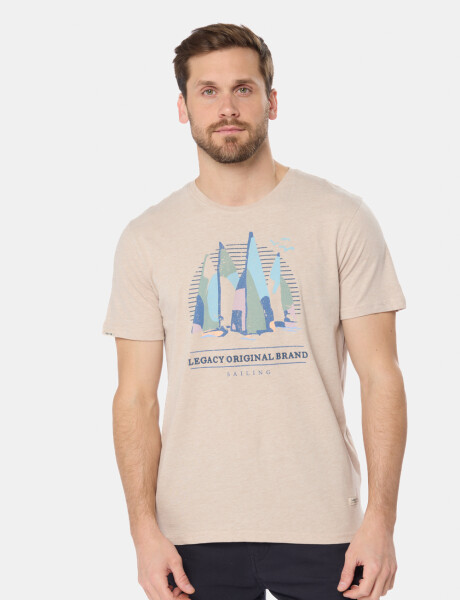 REMERA ESTAMPADA DE ALGODÓN Beige