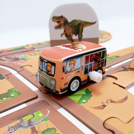 Puzzle Pista De Autos Rompecabezas 47 Pcs + Vehículo Dinosaurios