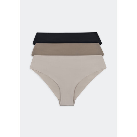 KIT COM 3 CALCINHAS FEM PRETO/BEGE/MARROM
