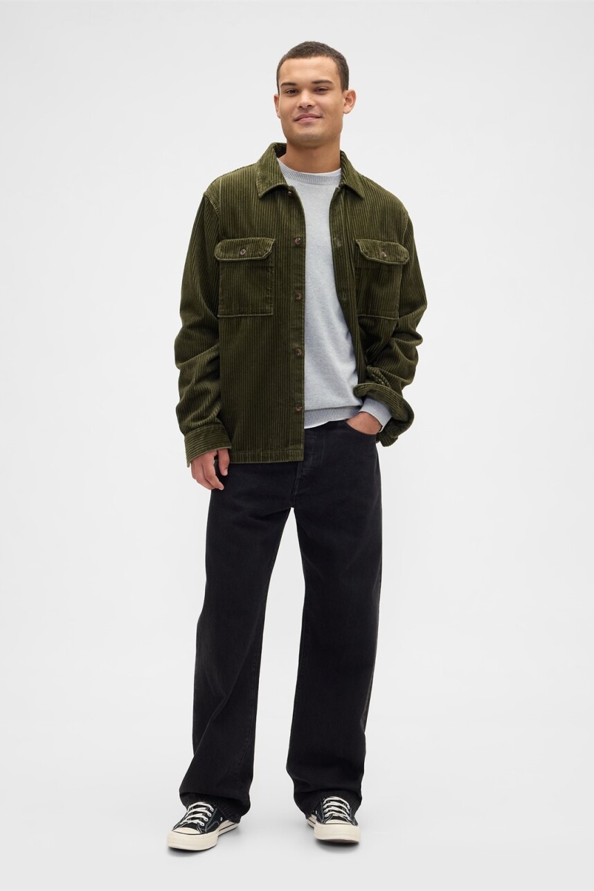 Sobrecamisa De Pana Hombre Olive Night 19-0515Tcx