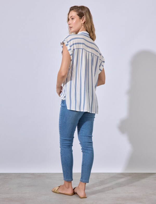 Camisa Stripes BLANCO/AZUL