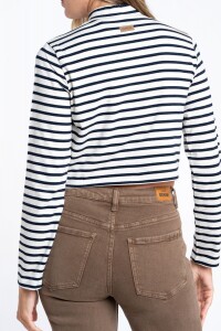 Polera Alogodón Elastano Rayada Nacar