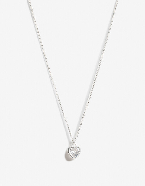 Cadena Corta con Dije Strass Cadena Con Dije Corazón Plata 925 - Plateado