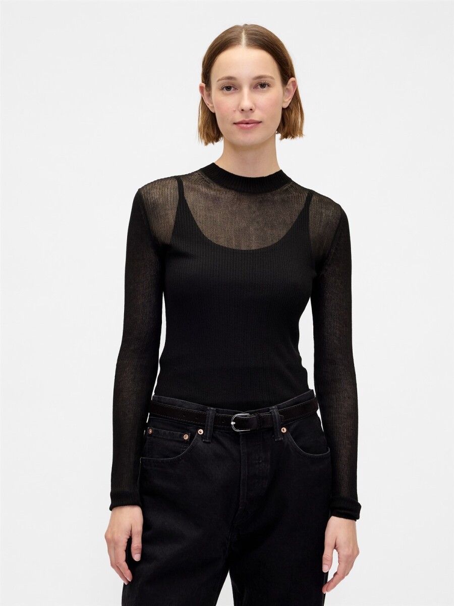 SHEER FITTED CREW - Black 