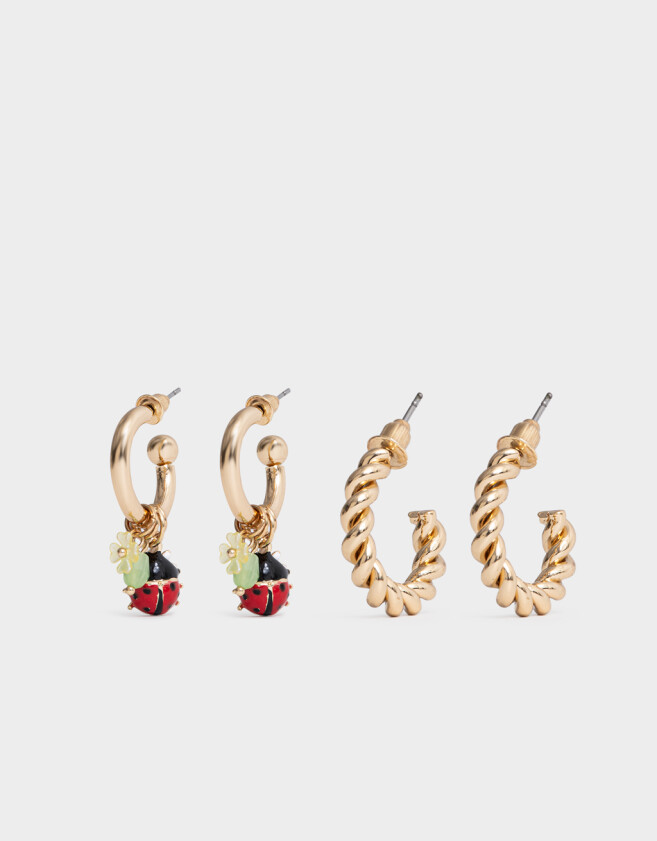 Aros Argollas Set Flores Aros Argollas Set Flores - Dorado