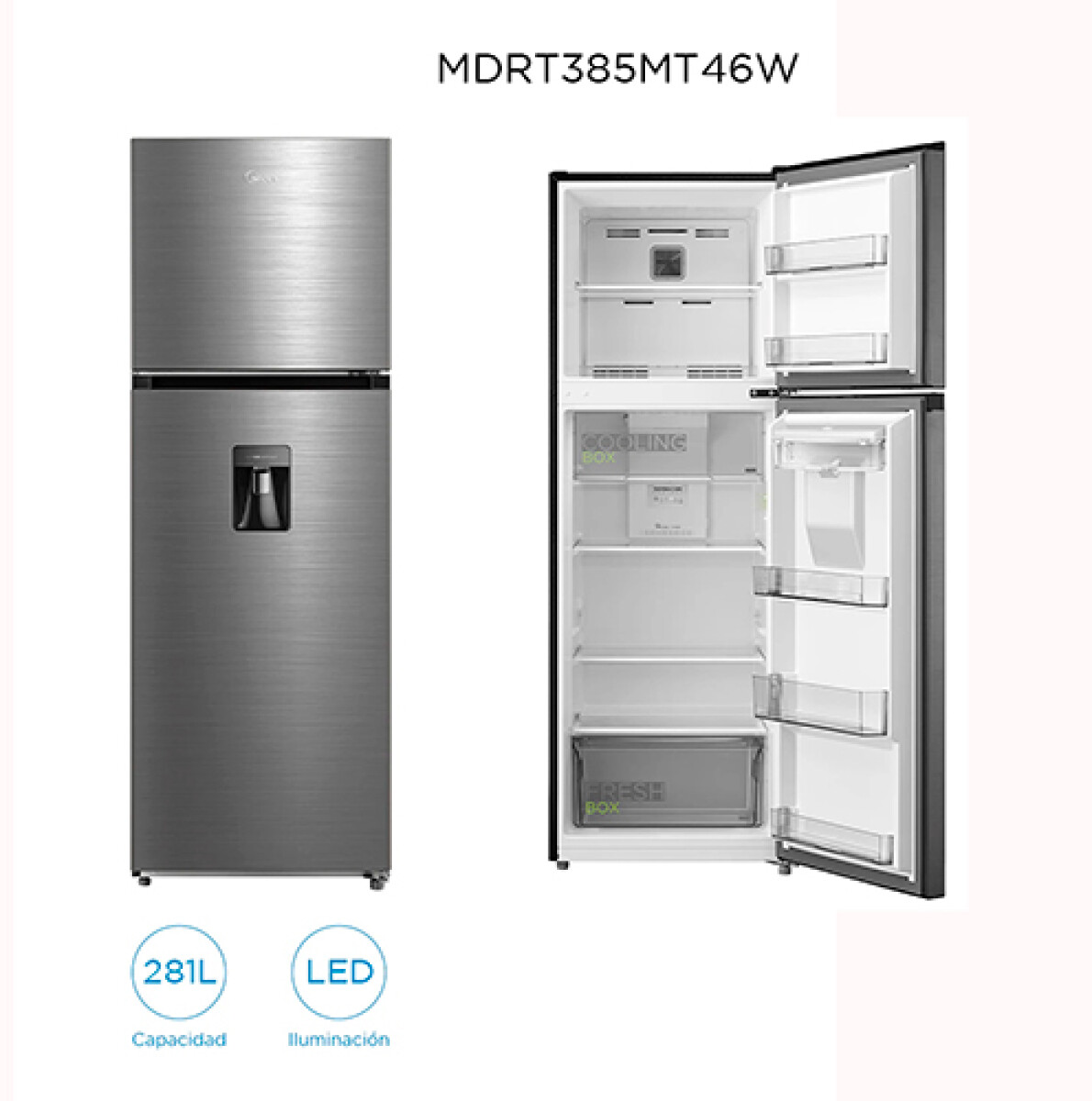 REFRIGERADOR MIDEA MDRT385MTR46W Disp.Inox 266 L -Frío Seco - N/A 