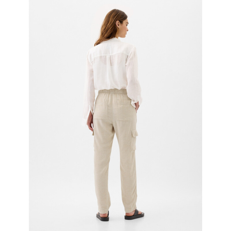 V-EASY PANT LINEN CARGO SAND KHAKI